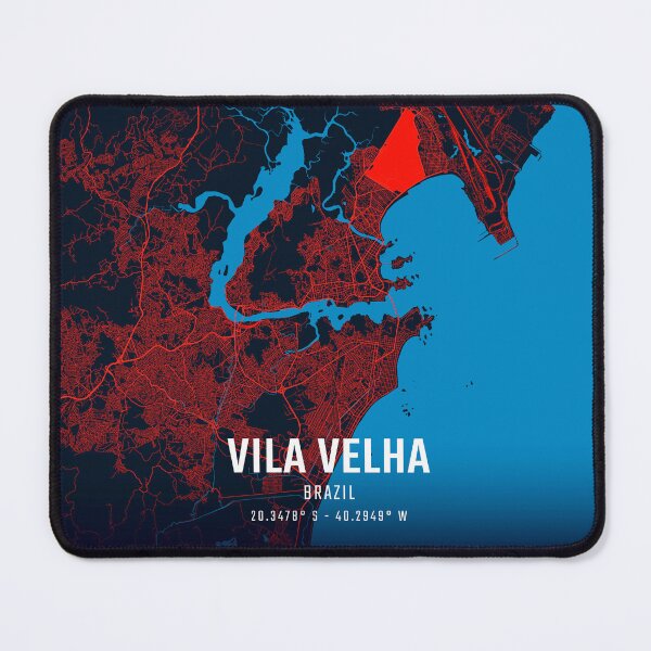 Item preview, Vila Velha Red & Blue Minimalist Map designed and sold by HomeLivingCo.