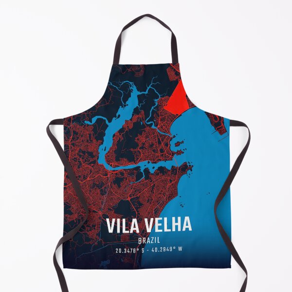 Item preview, Vila Velha Red & Blue Minimalist Map designed and sold by HomeLivingCo.