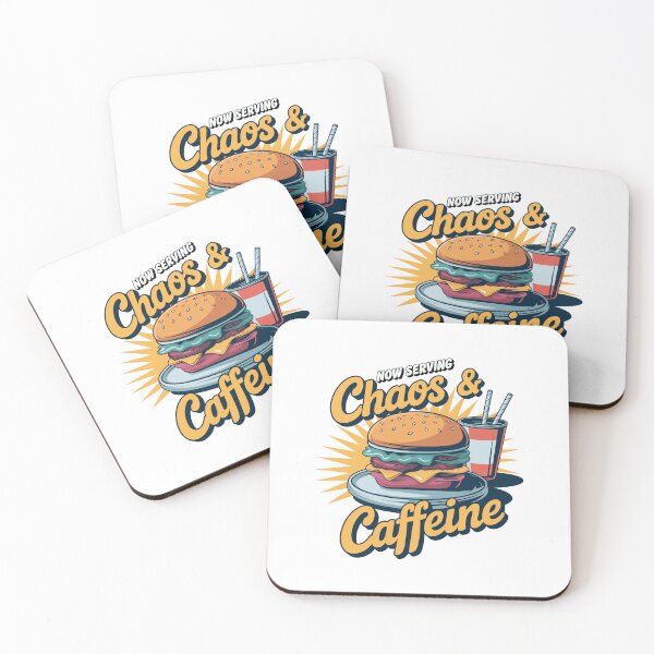 Item preview, Now Serving Chaos And Caffeine Funny Burger Lover Design designed and sold by PrintMastery.
