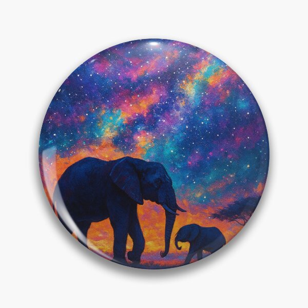 Item preview, Galactic Bond – Elephants Beneath the Milky Way Art Print designed and sold by OandSDesigns23.