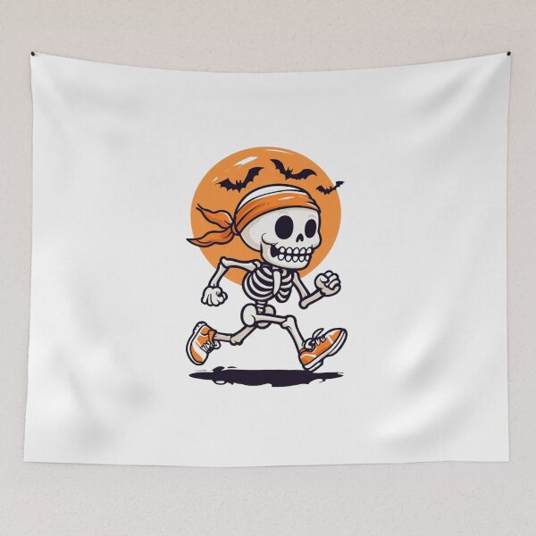 Item preview, Playful Cartoon Skeleton Running with Halloween Vibes designed and sold by RuweisVibes.
