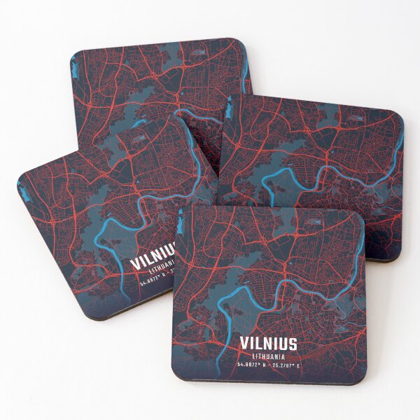Item preview, Vilnius Red & Blue Minimalist Map designed and sold by HomeLivingCo.