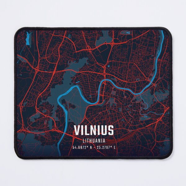 Item preview, Vilnius Red & Blue Minimalist Map designed and sold by HomeLivingCo.