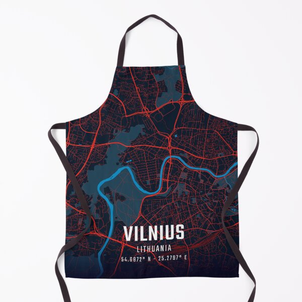 Item preview, Vilnius Red & Blue Minimalist Map designed and sold by HomeLivingCo.