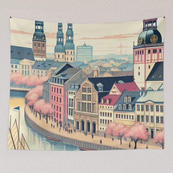 Item preview, Riga in Ukiyo-e Style – Japanese Edo Woodblock Cityscape of Latvia designed and sold by Vandy Fullam.