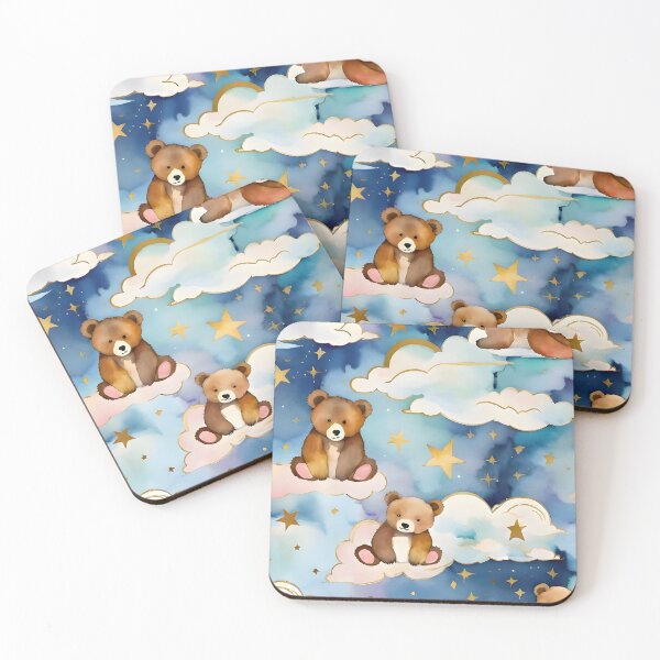 Item preview, Dreamy Teddy Bear in Clouds – Whimsical Night Sky Pattern designed and sold by Dream Garden.
