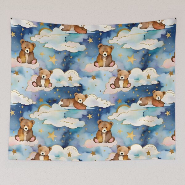 Item preview, Dreamy Teddy Bear in Clouds – Whimsical Night Sky Pattern designed and sold by Dream Garden.
