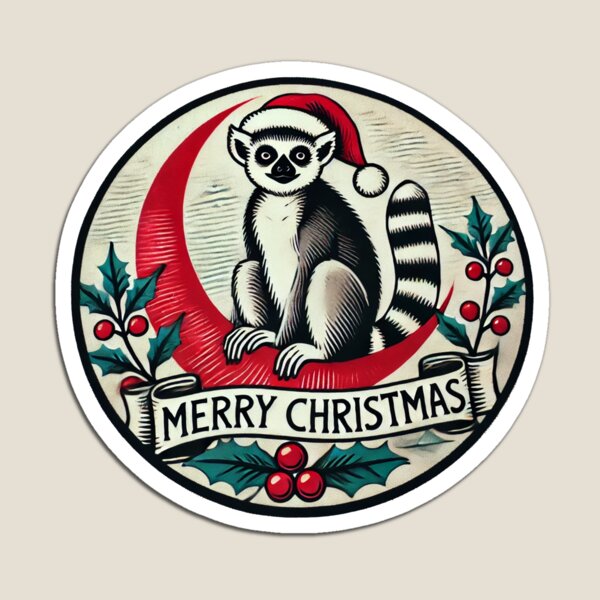 Item preview, Merry Christmas Lemur Wearing Santa Hat Funny Holiday Design designed and sold by FrictionMaxxing.