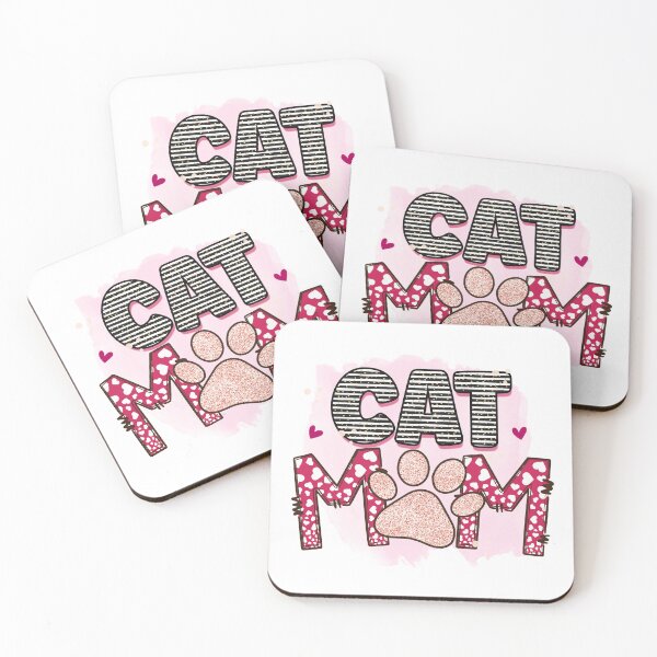 Item preview, Cat Mom Glitter Paw Hearts on Pink designed and sold by QuietBloom80.