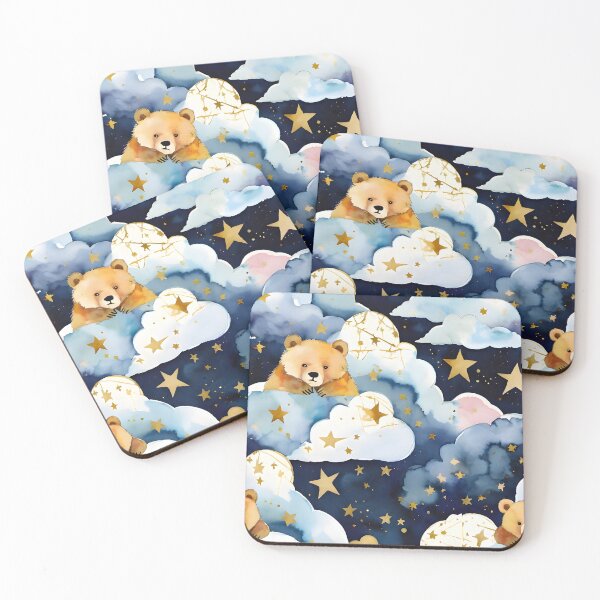 Item preview, Dreamy Teddy Bear in Clouds – Whimsical Night Sky Pattern designed and sold by Dream Garden.