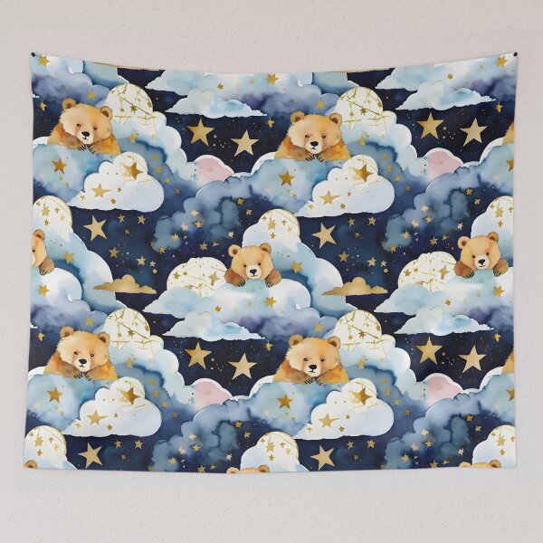 Item preview, Dreamy Teddy Bear in Clouds – Whimsical Night Sky Pattern designed and sold by Dream Garden.