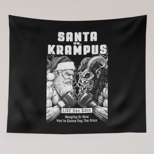 Item preview, MMA Mixed Martial Arts Funny Christmas Santa Krampus Fight designed and sold by GrandeDuc.