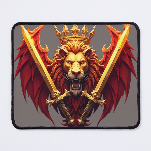 Item preview, Crowned lion of fire – emblem of royal power and strength designed and sold by LoomisDreams.