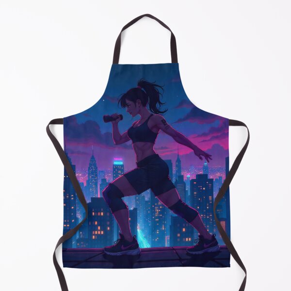 Item preview, Neon city workout woman – futuristic art and urban energy designed and sold by LoomisDreams.