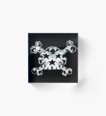 Skull And Bones : Cartoon Tattoo Style with Stars, Spade, and Tattoos Acrylic Block