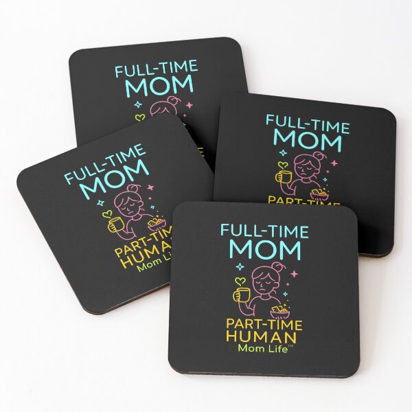 Item preview, Exhausted Mom Holding Coffee and Snacks in Neon Colors designed and sold by SplashTastic.