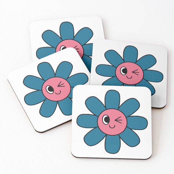 Aperçu de l'œuvre Fleur rétro avec clin d'œil et sourire créée et vendue par OhJaye.