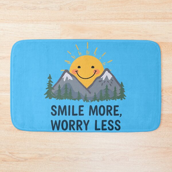 Item preview, Smile More Worry Less Mountain Adventure Outdoors Nature Hiking Quote designed and sold by Chroma Dreams .