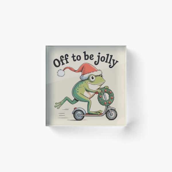 Item preview, Off to Be Jolly – Frogmas Scooter Ride designed and sold by EmeraldeaArt.
