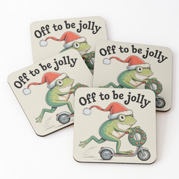 Item preview, Off to Be Jolly – Frogmas Scooter Ride designed and sold by EmeraldeaArt.