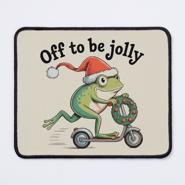 Item preview, Off to Be Jolly – Frogmas Scooter Ride designed and sold by EmeraldeaArt.