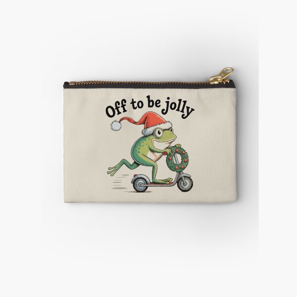 Item preview, Off to Be Jolly – Frogmas Scooter Ride designed and sold by EmeraldeaArt.