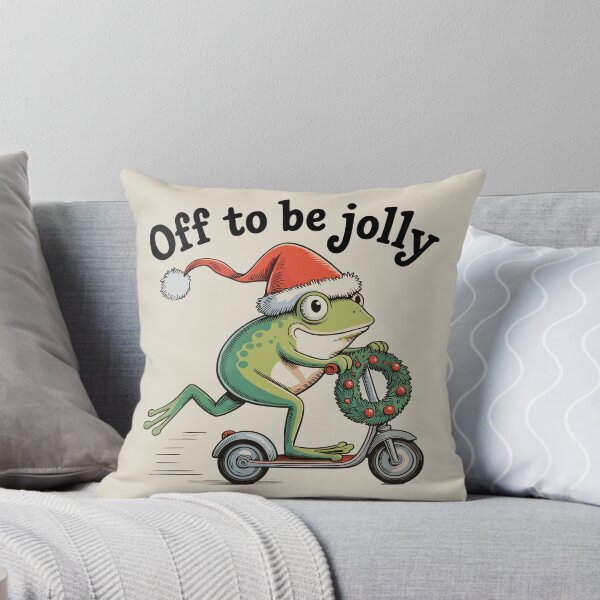 Item preview, Off to Be Jolly – Frogmas Scooter Ride designed and sold by EmeraldeaArt.