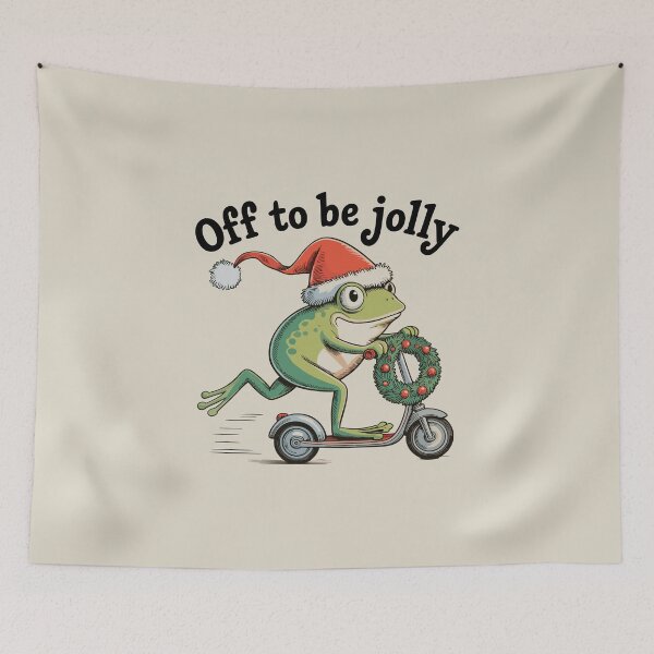 Item preview, Off to Be Jolly – Frogmas Scooter Ride designed and sold by EmeraldeaArt.