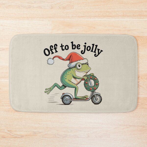 Item preview, Off to Be Jolly – Frogmas Scooter Ride designed and sold by EmeraldeaArt.