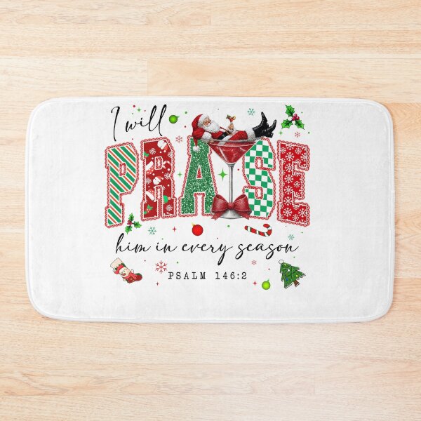 Item preview, I Will Praise Him In Every Season, Santa Cocktail, Winter Season, Santa Claus designed and sold by vintagearttee.
