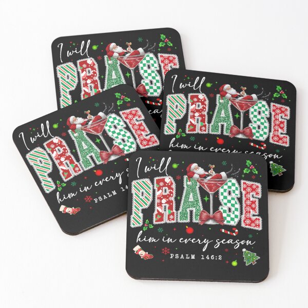 Item preview, I Will Praise Him In Every Season, Santa Cocktail, Winter Season, Santa Claus, Candy Cane designed and sold by vintagearttee.