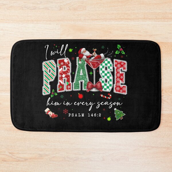 Item preview, I Will Praise Him In Every Season, Santa Cocktail, Winter Season, Santa Claus, Candy Cane designed and sold by vintagearttee.