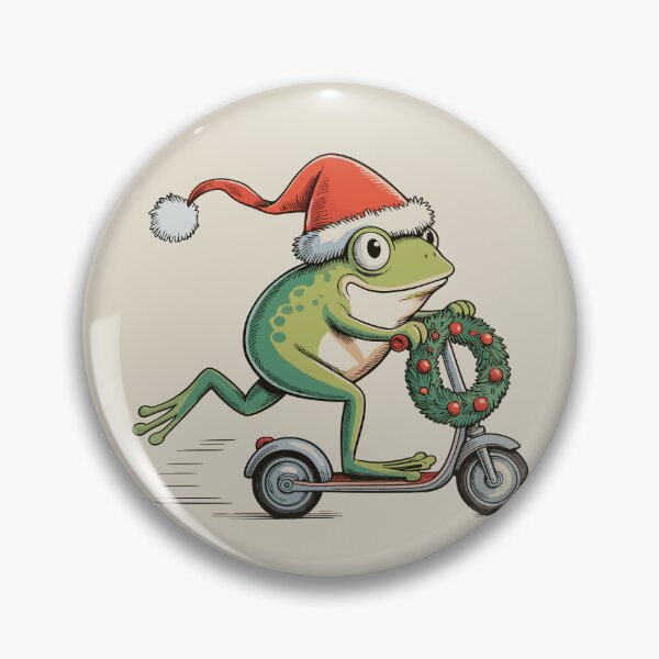 Item preview, Santa Frog on Scooter – Festive Amphibian Holiday Art designed and sold by EmeraldeaArt.