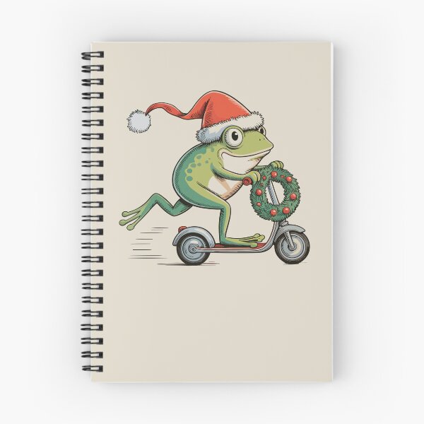 Item preview, Santa Frog on Scooter – Festive Amphibian Holiday Art designed and sold by EmeraldeaArt.