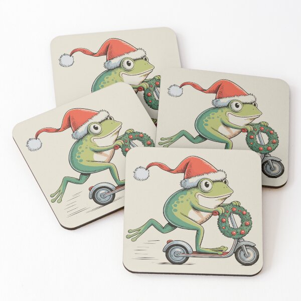 Item preview, Santa Frog on Scooter – Festive Amphibian Holiday Art designed and sold by EmeraldeaArt.