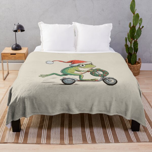 Item preview, Santa Frog on Scooter – Festive Amphibian Holiday Art designed and sold by EmeraldeaArt.