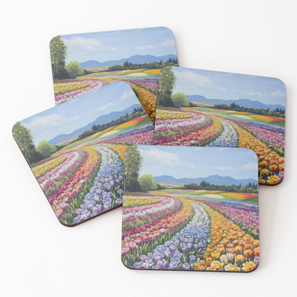 Item preview, A vibrant field of tulips in various colors designed and sold by anytka.