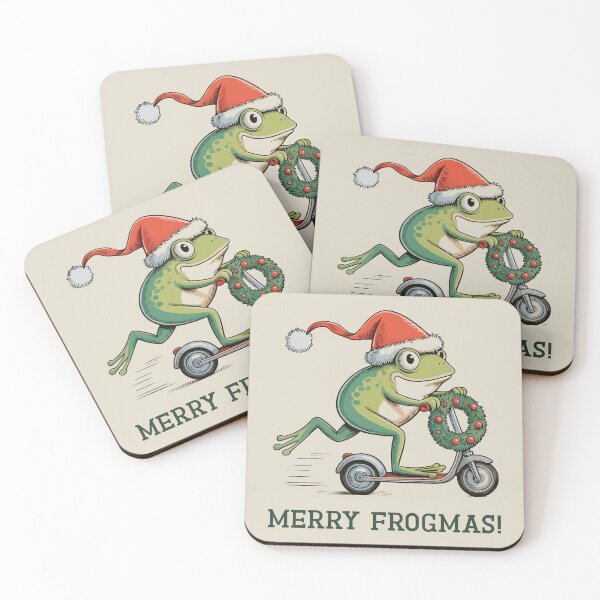 Item preview, Merry Frogmas – Santa Toad on Scooter Christmas Card designed and sold by EmeraldeaArt.