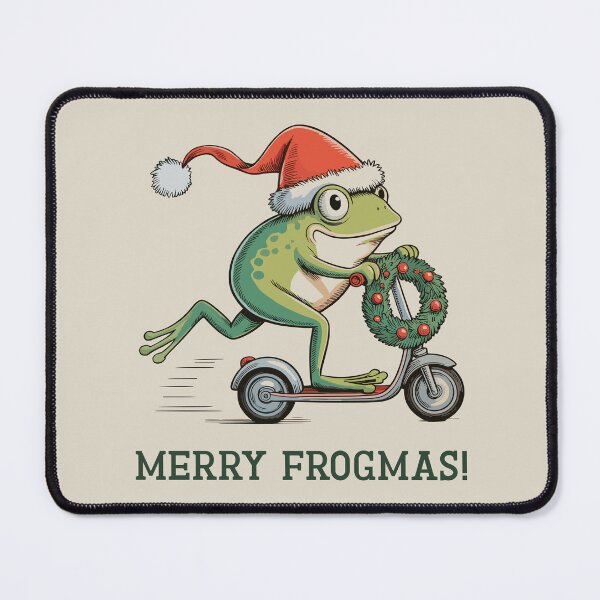 Item preview, Merry Frogmas – Santa Toad on Scooter Christmas Card designed and sold by EmeraldeaArt.