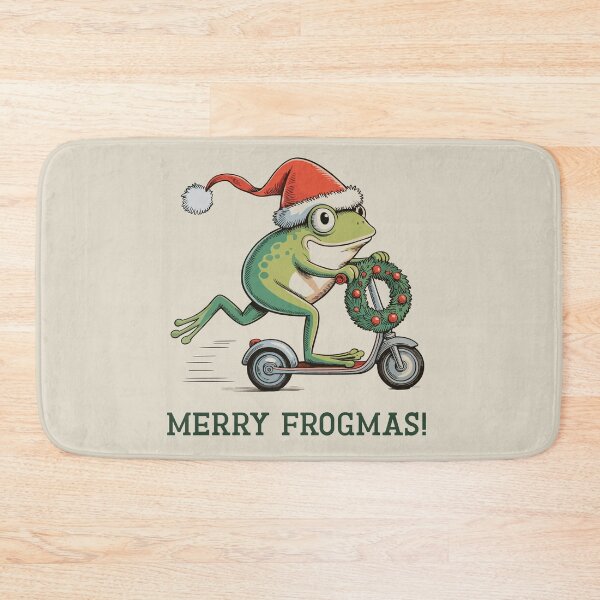 Item preview, Merry Frogmas – Santa Toad on Scooter Christmas Card designed and sold by EmeraldeaArt.