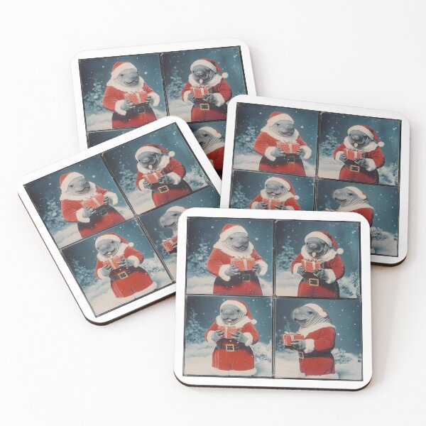Item preview, Funny Manatee Christmas Photobooth – Santa Hat Holiday Design designed and sold by RockFireMerch.