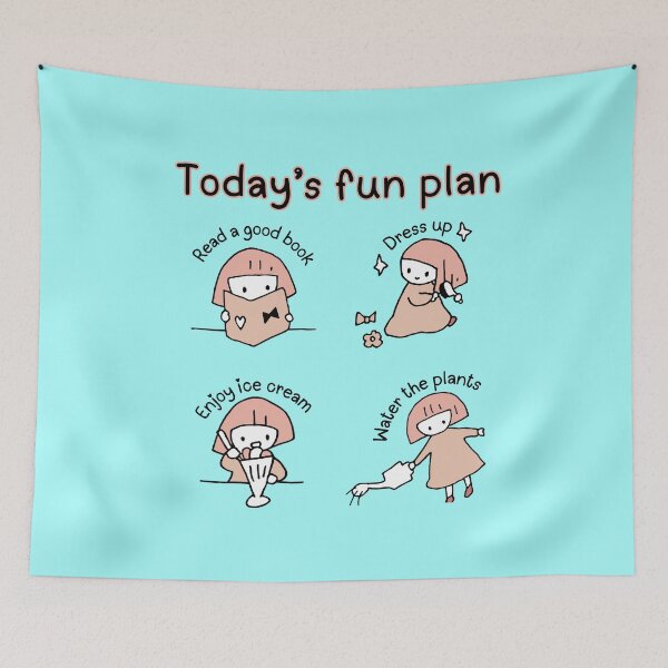 Item preview, Today’s Fun Plan – Cute Daily Routine Minimalist Illustration designed and sold by TheBeeKindSpace.