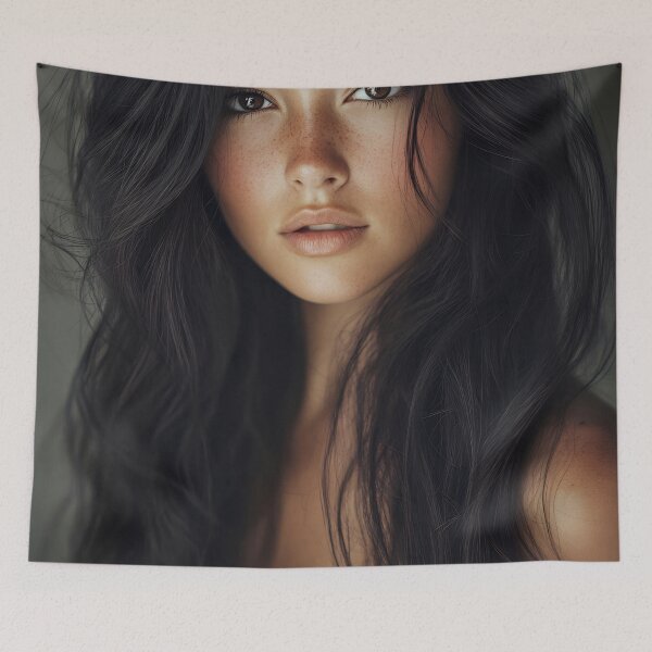 Item preview, Young woman with flowing dark hair designed and sold by anytka.