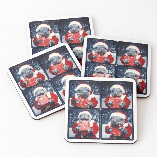 Item preview, Cute Santa Manatee – Funny Holiday Photobooth designed and sold by RockFireMerch.