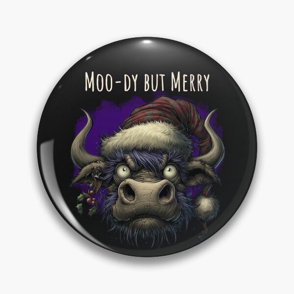 Artikelvorschau, Lustiger Moo-dy Cow Christmas Design Goth Holiday Humor entworfen und verkauft von MTJ-Mushrooms.