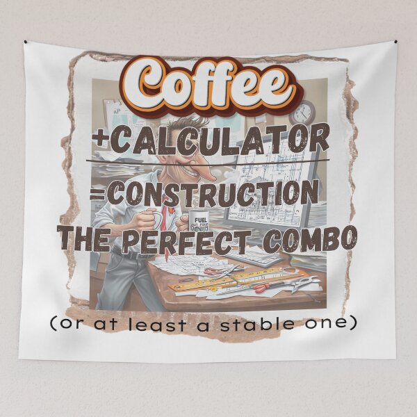 Item preview, Powered by Coffee and Calculations, funny work jokes, funny jokes for the workplace,  designed and sold by BrewtifulMugs.