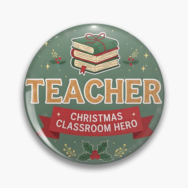 Item preview, Christmas Teacher Classroom Hero Books Holly designed and sold by Silent Watch Threads..