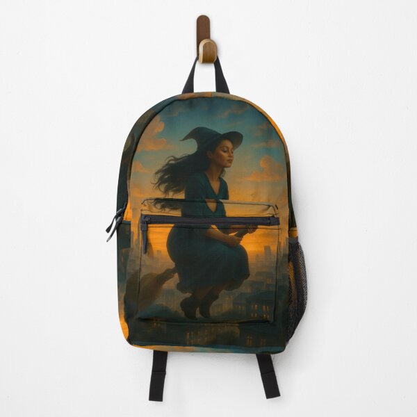 Item preview, Sunset Flight – Witch Over the City designed and sold by WitchPrint.