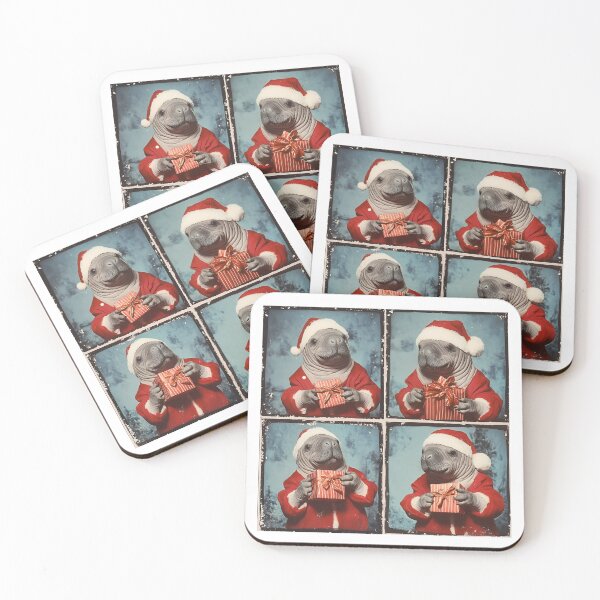 Item preview, Christmas Manatee Photobooth – Silly Santa Hat Sea Cow designed and sold by RockFireMerch.