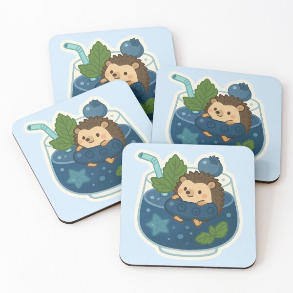 Item preview, Blueberry Mojito Hedgehog | Kawaii Cocktail Sticker designed and sold by Tiny Joy World.